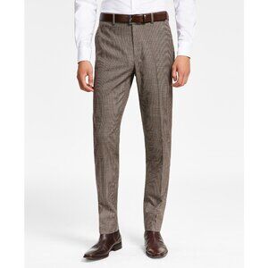 Bar III Mens Skinny-Fit Check Suit Separate Pants Burgundy/Black 34x30 B4HP $175